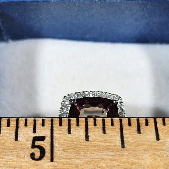 Premium Ametrine & Natural White Zircon Halo ring in Platinum over 925SS 6.15cts - Picture 3 of 6